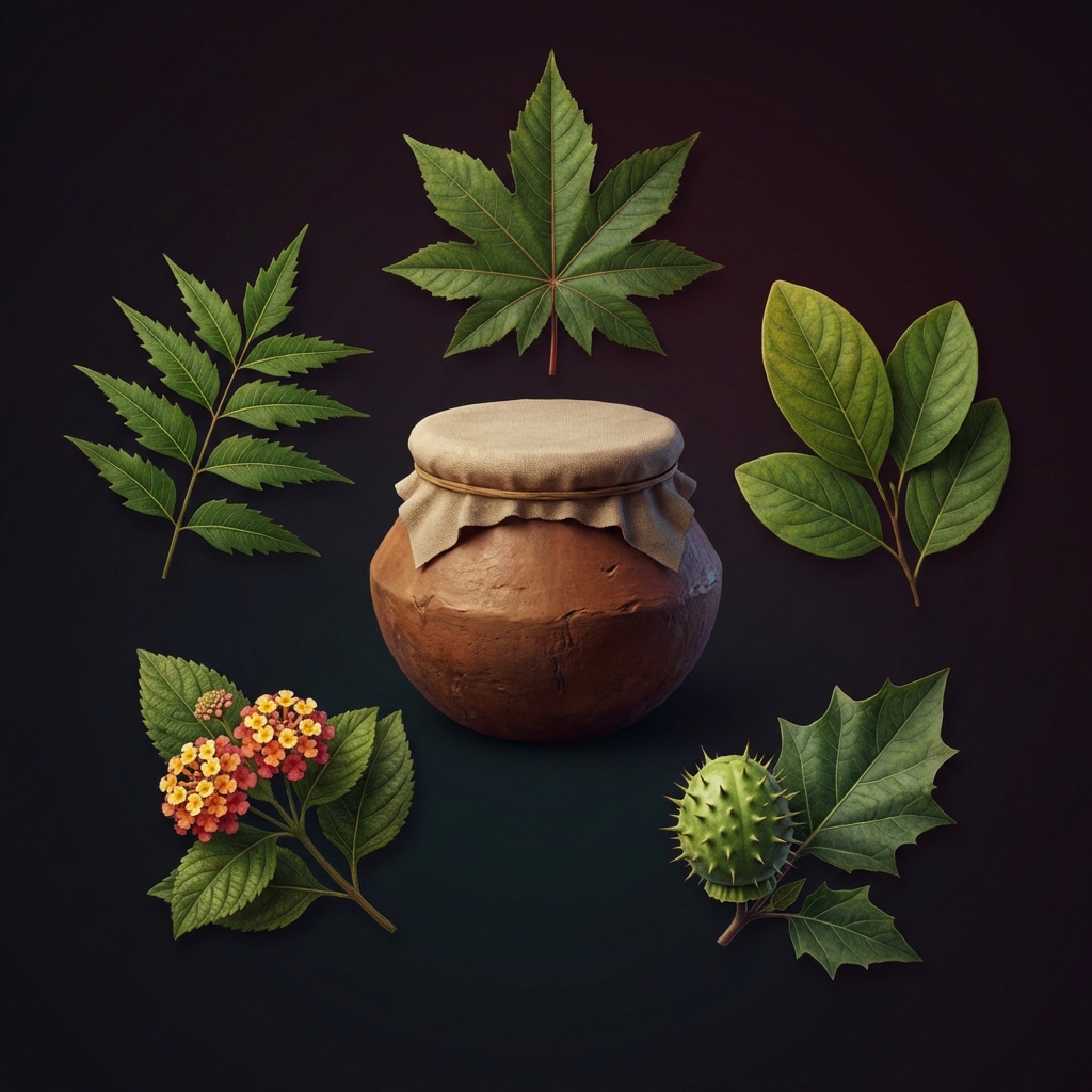 Five distinct leaves arrangement